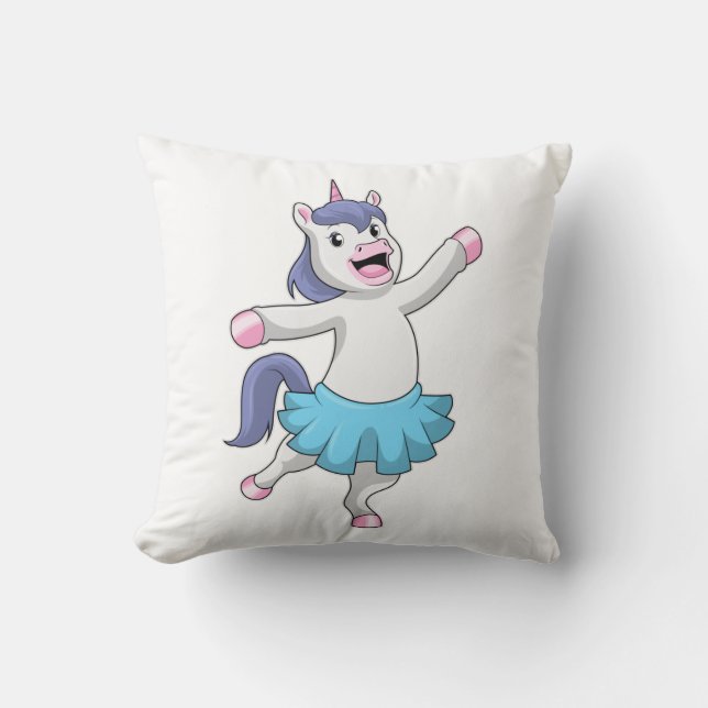 Unicorn as Ballerina at Ballet Throw Pillow (Front)