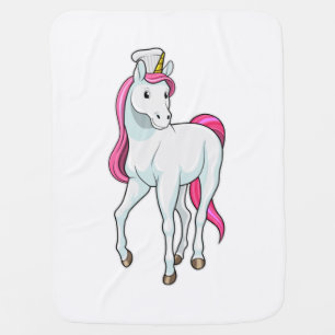 Unicorn as Cook with Chef hat Baby Blanket