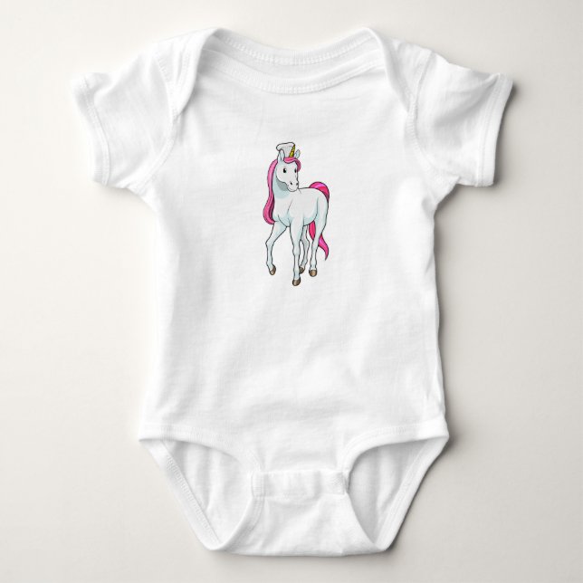 Unicorn as Cook with Chef hat Baby Bodysuit (Front)