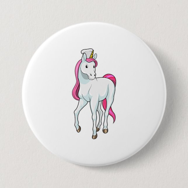 Unicorn as Cook with Chef hat Button (Front)