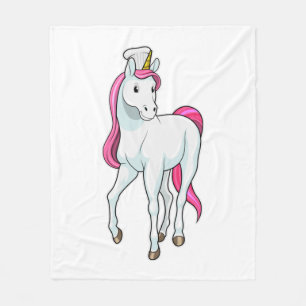 Unicorn as Cook with Chef hat Fleece Blanket