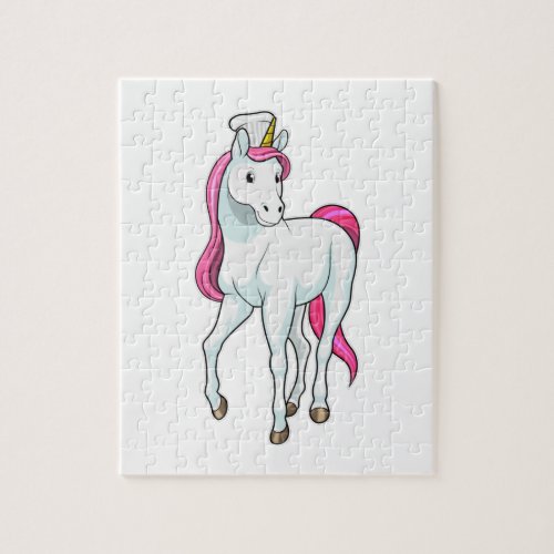 Unicorn as Cook with Chef hat Jigsaw Puzzle