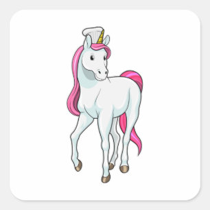 Unicorn as Cook with Chef hat Square Sticker