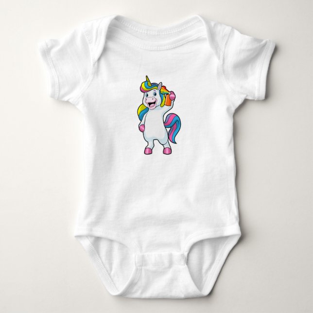 Unicorn as Hairdresser with Hairspray Baby Bodysuit (Front)