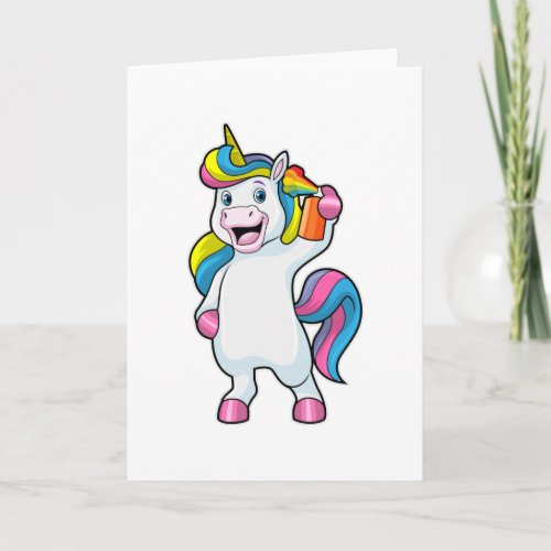 Unicorn as Hairdresser with Hairspray Card