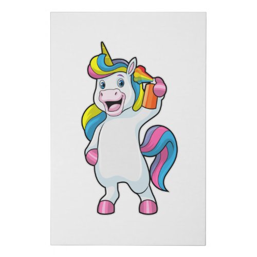 Unicorn as Hairdresser with Hairspray Faux Canvas Print