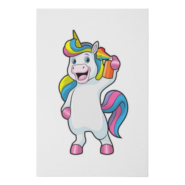 Unicorn as Hairdresser with Hairspray Faux Canvas Print (Front)