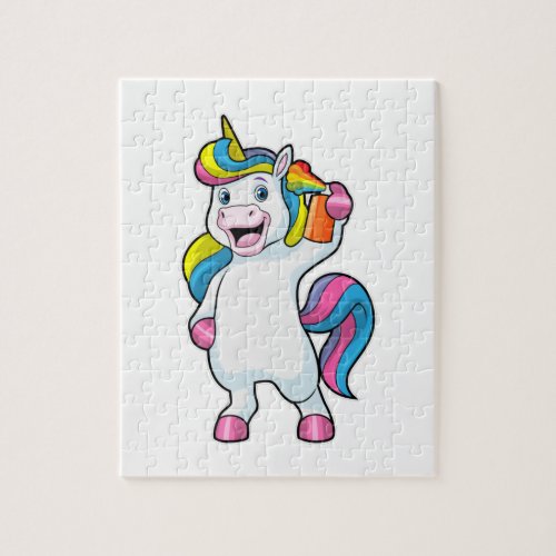 Unicorn as Hairdresser with Hairspray Jigsaw Puzzle
