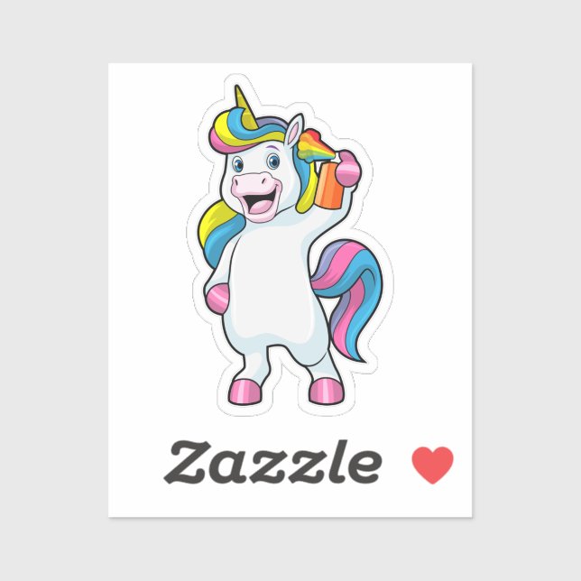 Unicorn as Hairdresser with Hairspray Sticker (Sheet)