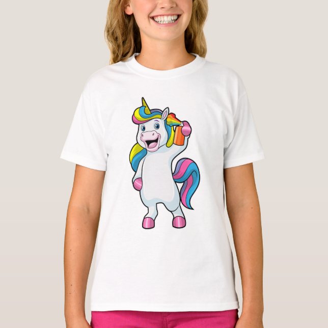 Unicorn as Hairdresser with Hairspray T-Shirt (Front)