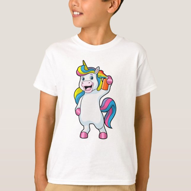 Unicorn as Hairdresser with Hairspray T-Shirt (Front)