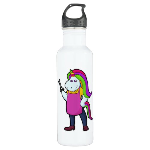 Unicorn as Hairdresser with Scissors Stainless Steel Water Bottle