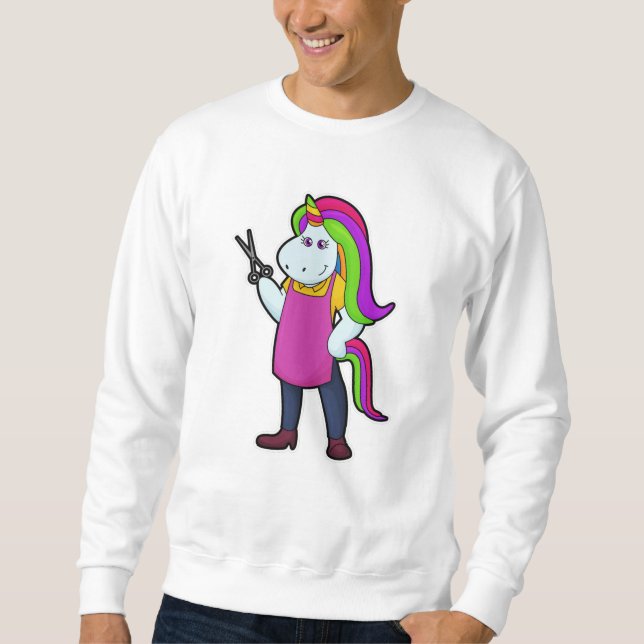 Unicorn as Hairdresser with Scissors Sweatshirt (Front)
