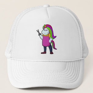 Unicorn as Hairdresser with Scissors Trucker Hat