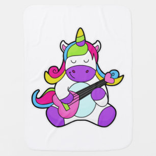 Unicorn as Musician with Guitar Baby Blanket