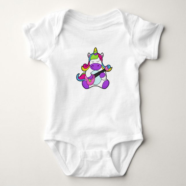 Unicorn as Musician with Guitar Baby Bodysuit (Front)