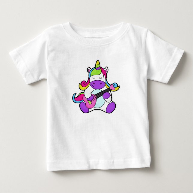 Unicorn as Musician with Guitar Baby T-Shirt (Front)