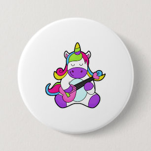 Unicorn as Musician with Guitar Button