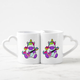 Unicorn as Musician with Guitar Coffee Mug Set