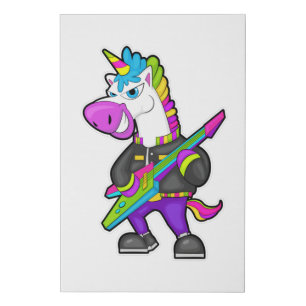 Unicorn as Musician with Guitar Faux Canvas Print