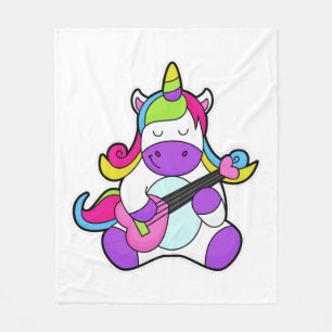 Unicorn as Musician with Guitar Fleece Blanket