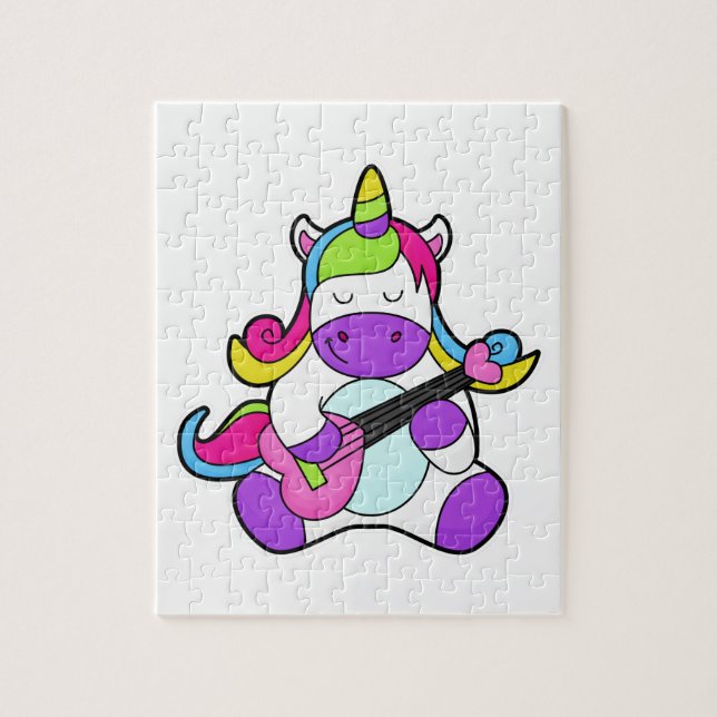Unicorn as Musician with Guitar Jigsaw Puzzle (Vertical)