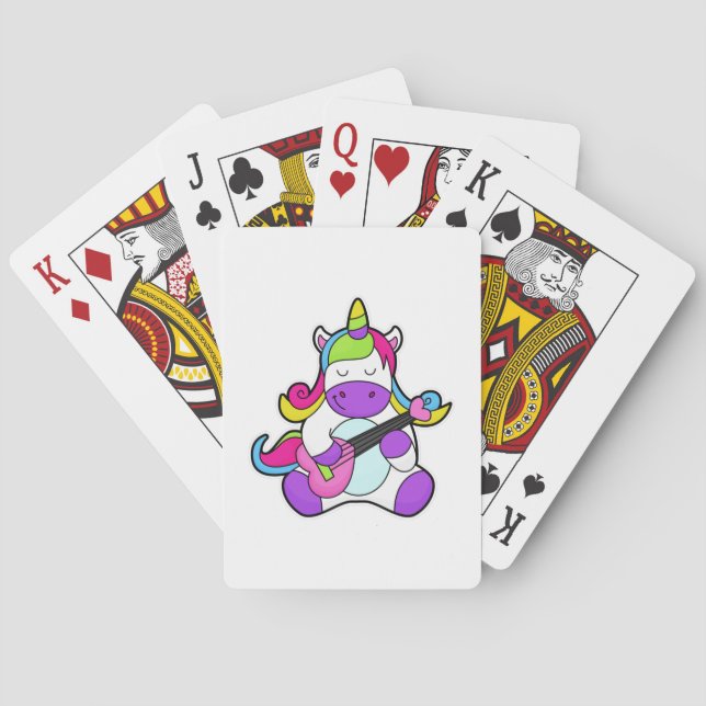 Unicorn as Musician with Guitar Poker Cards (Back)