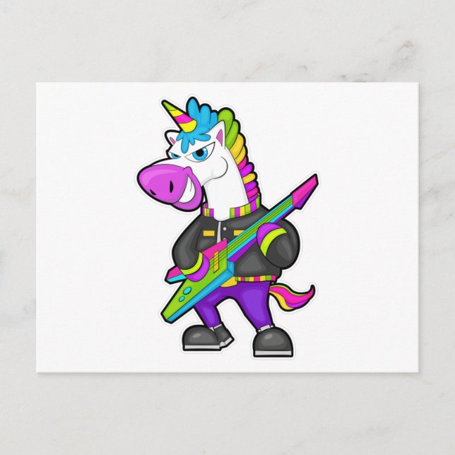 Unicorn as Musician with Guitar Postcard (Front)
