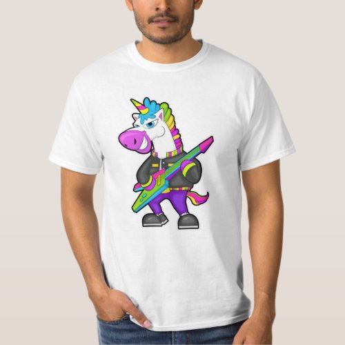 Unicorn as Musician with Guitar T_Shirt