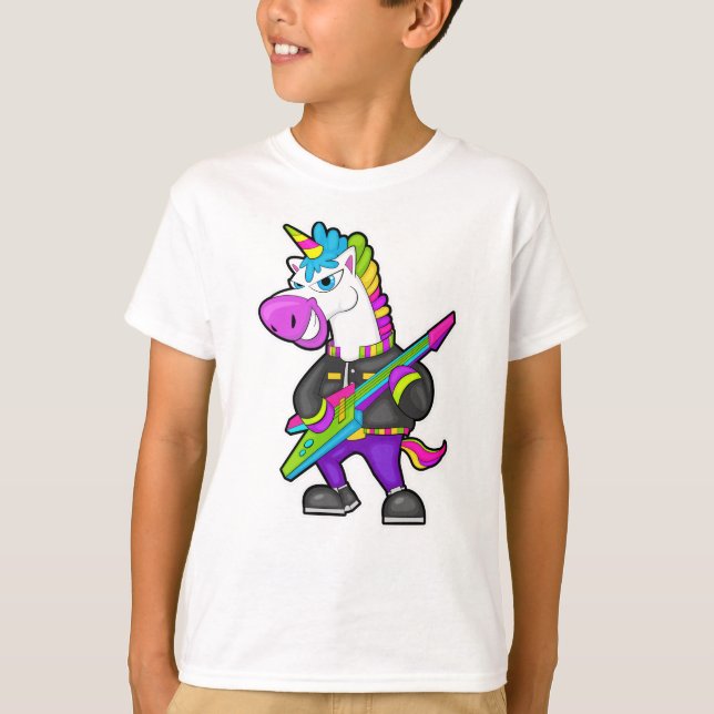 Unicorn as Musician with Guitar T-Shirt (Front)