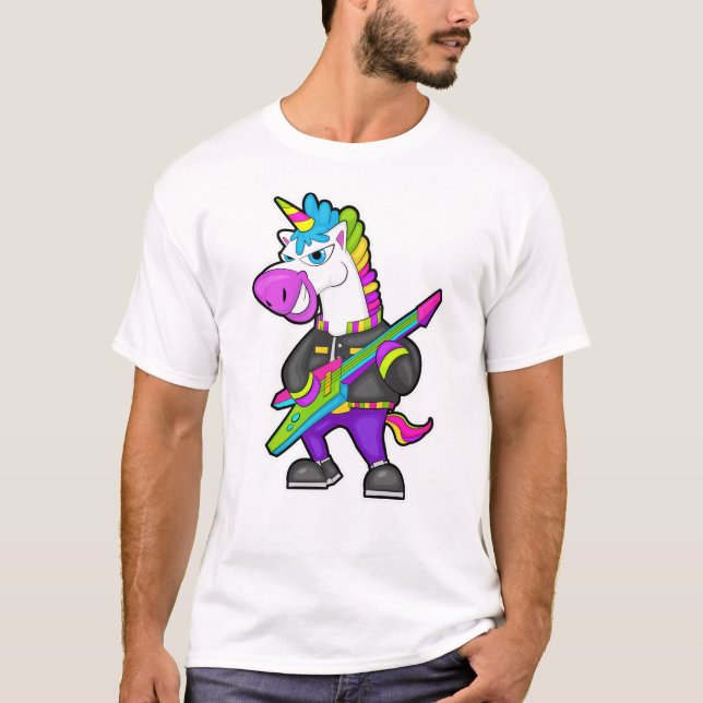 Unicorn as Musician with Guitar T-Shirt (Front)