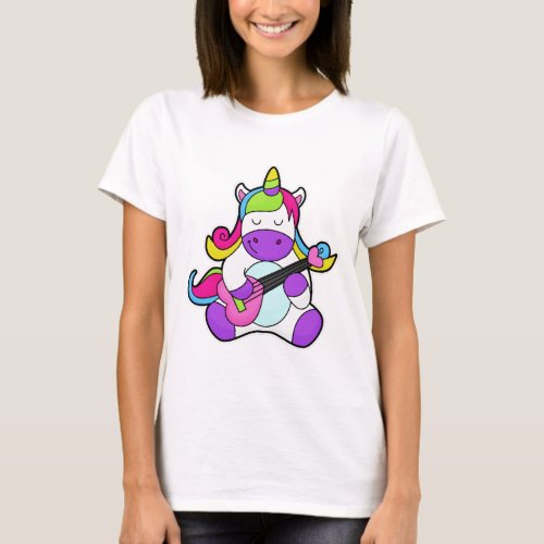 Unicorn as Musician with Guitar T_Shirt