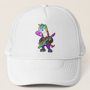 Unicorn as Musician with Guitar Trucker Hat