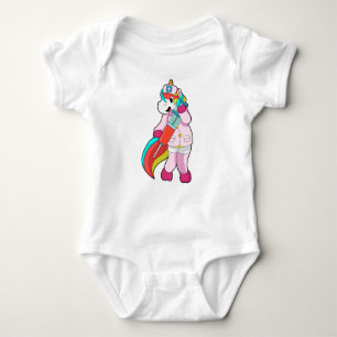 Unicorn as Nurse at Vaccination & Syringe Baby Bodysuit