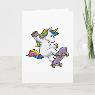 Unicorn as Skater with Skateboard Card
