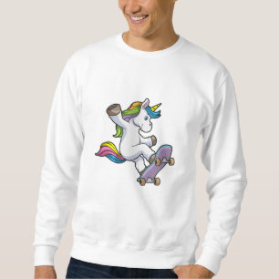Unicorn as Skater with Skateboard Sweatshirt