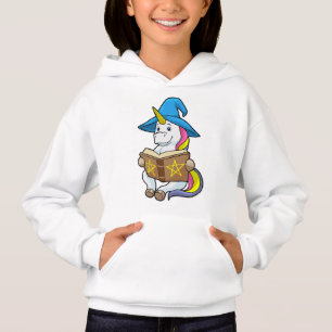 Unicorn as Wizard with Book & Hat Hoodie