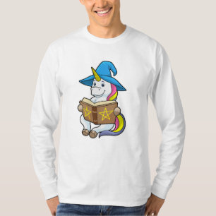 Unicorn as Wizard with Book & Hat T-Shirt