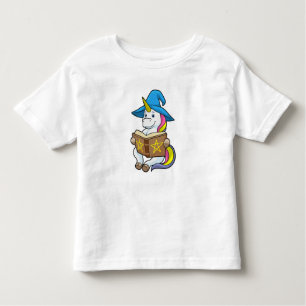 Unicorn as Wizard with Book & Hat Toddler T-shirt