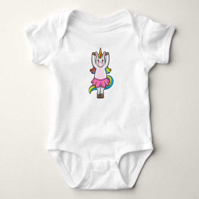 Unicorn at Ballet Dance with Skirt Baby Bodysuit (Front)