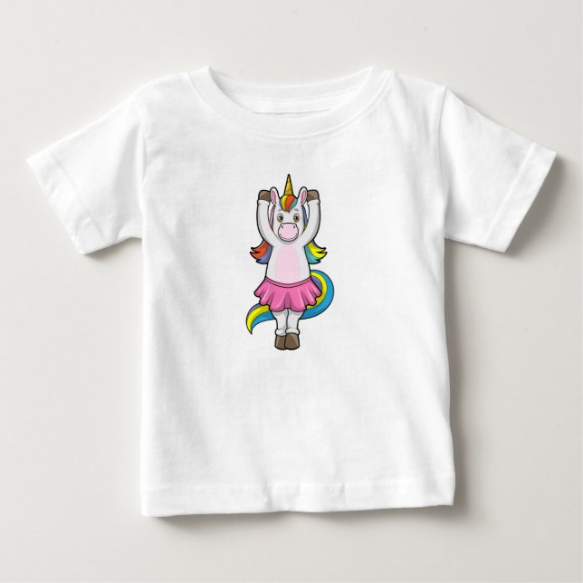 Unicorn at Ballet Dance with Skirt Baby T-Shirt (Front)