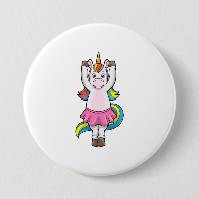 Unicorn at Ballet Dance with Skirt Button (Front)