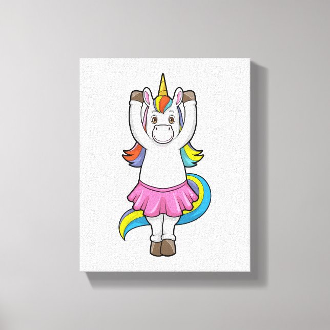 Unicorn at Ballet Dance with Skirt Canvas Print (Front)