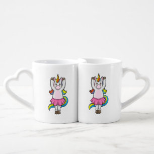 Unicorn at Ballet Dance with Skirt Coffee Mug Set