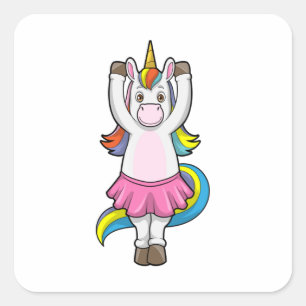 Unicorn at Ballet Dance with Skirt Square Sticker