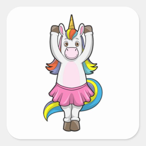 Unicorn at Ballet Dance with Skirt Square Sticker