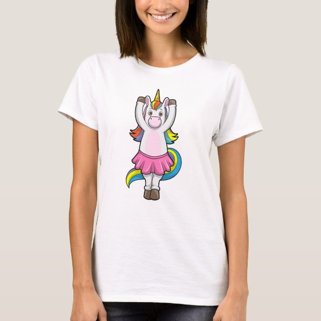 Unicorn at Ballet Dance with Skirt T-Shirt (Front)