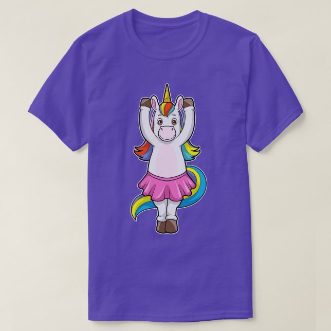 Unicorn at Ballet Dance with Skirt T-Shirt (Design Front)