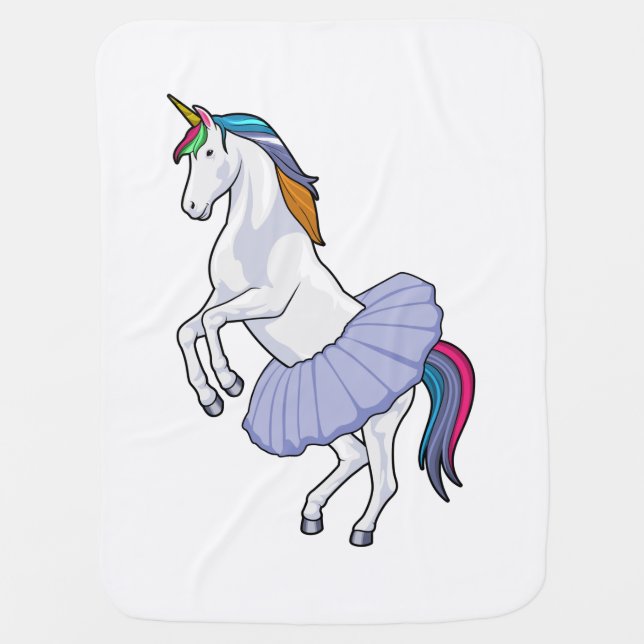Unicorn at Ballet with Skirt Baby Blanket (Front)
