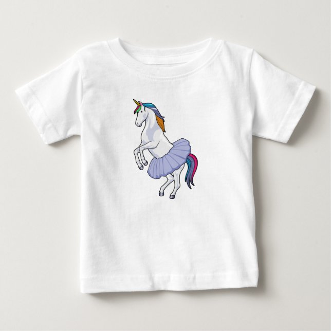 Unicorn at Ballet with Skirt Baby T-Shirt (Front)